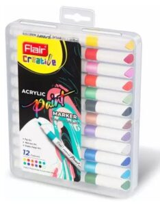 Flair Creative ACRYLIC Paint Marker (Set of 12, Multicolor) RS380 (RACK G2C4)