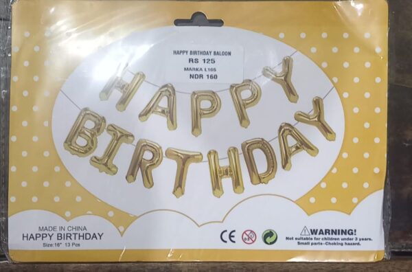 FOIL BALLOON GOLDEN HAPPY BIRTHDAY MRP RS 125 (RACK A4)