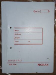 SPRING FILE COVER MOHAN WHITE 666 NO RS 20