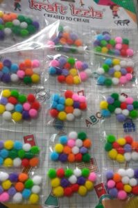 PIM POM BALL COLORFUL SMALL SIZE PKT RS 10 (BOX 2)