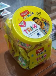 FLAIR TRIO ERASER JAR 50 PCS MRP 5 G2J4