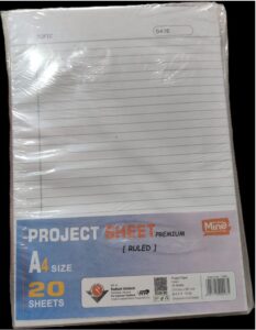 A4 PROJECT SHEET BOTH SIDE RULLED THICK MRP RS 75 G3J4