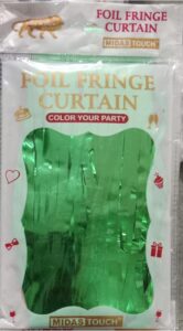 __FOIL FRINGE CURTAIN GREEN COLOR MRP RS 75 RACK C4