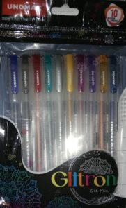 UNOMAX GLITRON PEN ASSORTED ( GLITTER PEN) RACK G2A1 MRP 100