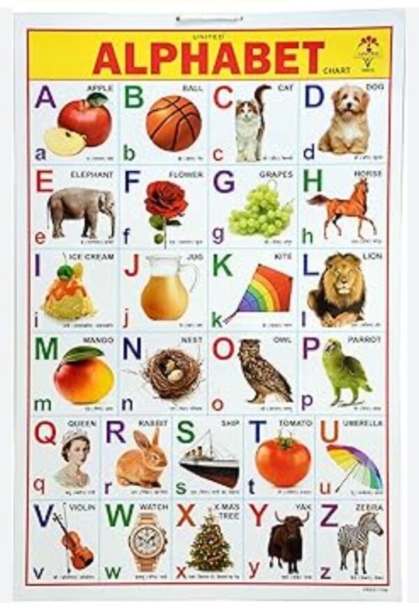 __ ALPHABET PVC LAMINATED CHART FULL SIZE MRP 150 RACK G2K4