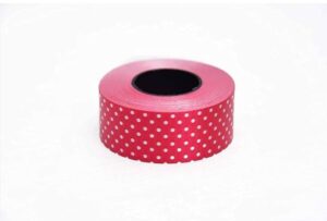 __ DOTTED PLASTIC CURLING RED RIBBON 1 INCH MRP 30 RACK A4