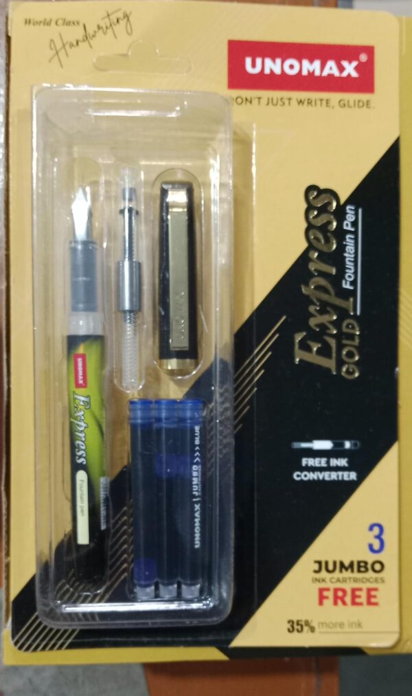 UNOMAX EXPRESS GOLD FOUNTAIN PEN MRP 100 RACK G2F1