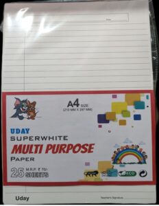 UDAY A4 SIZE ASSIGNMENT SHEET 1 SIDE MRP RS 70 (SR 100)