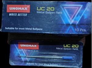 UNOMAX UC 20 METAL BALL PEN REFILL BLUE MRP RS 25 (BOX S4)
