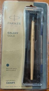 PARKER GALAXY GOLD ROLLER BALL PEN MRP RS 690 (S6)